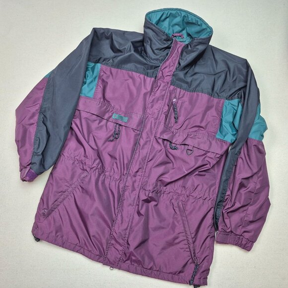 VTG Columbia Mens Waterproof Breathable Raincoat Ski Snowboard Jacket Purple Med - Picture 1 of 9